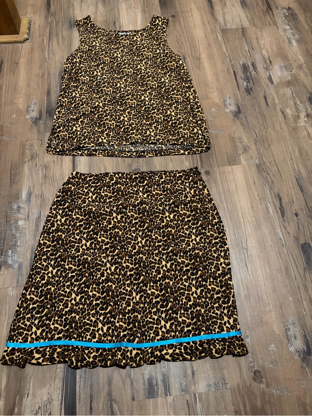 Clio Leopard Print Two-Piece Skirt Set - Brown and Black